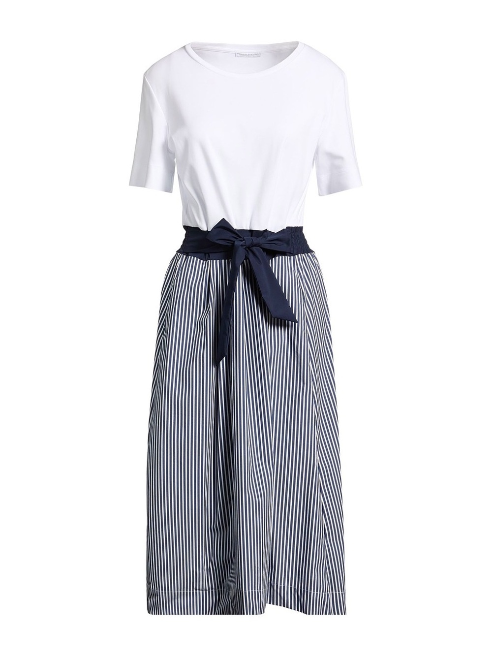Hubert Gasser Coastal Nautical Stripe Midi Dress Cotton Size Medium